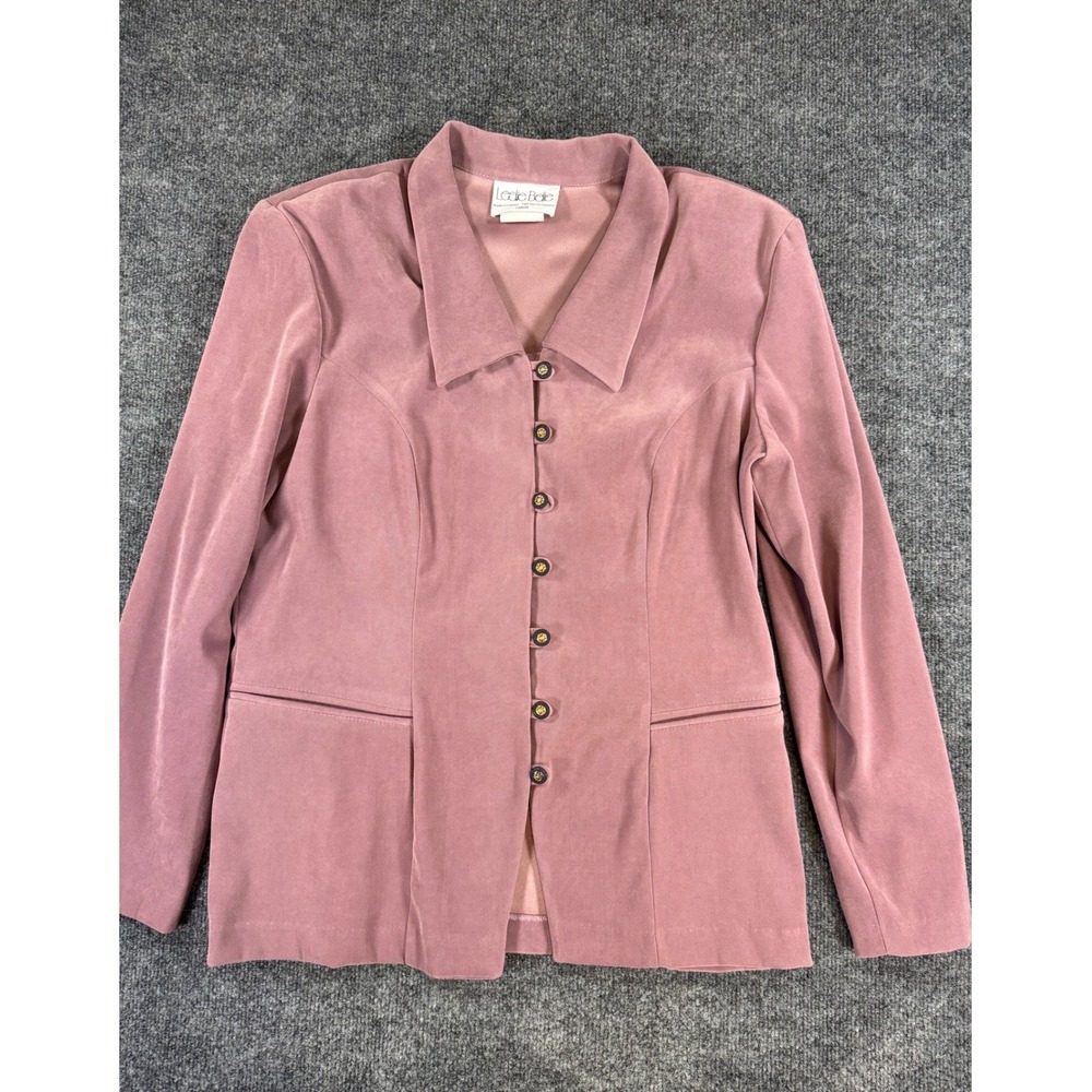 Vintage Leede Bede Mauve Suede Jacket Womens Size 16 Button Front 90s